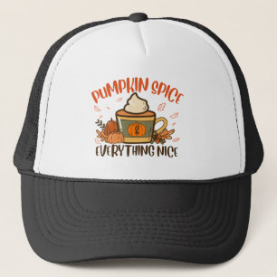 Pumpkin Spice And Everything Nice Fall Halloween Trucker Hat