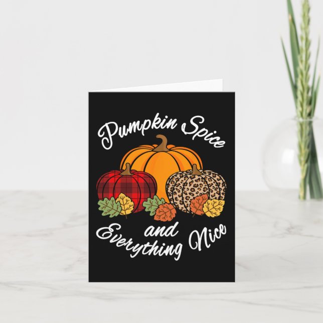 Pumpkin Spice And Everything Nice Fall Plaid Leopa Card (Front)