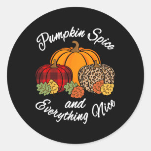 Pumpkin Spice And Everything Nice Fall Plaid Leopa Classic Round Sticker