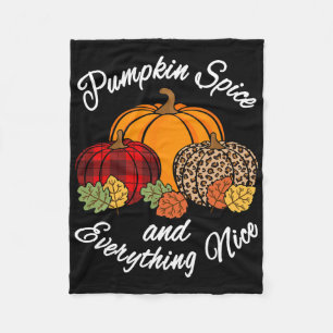 Pumpkin Spice And Everything Nice Fall Plaid Leopa Fleece Blanket