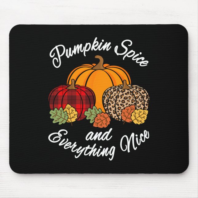 Pumpkin Spice And Everything Nice Fall Plaid Leopa Mouse Pad (Front)