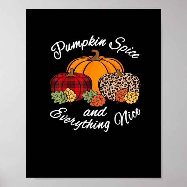 Pumpkin Spice And Everything Nice Fall Plaid Leopa Poster (Front)