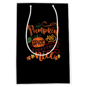 Pumpkin Spice And Everything Nice Fall Season Vint Medium Gift Bag