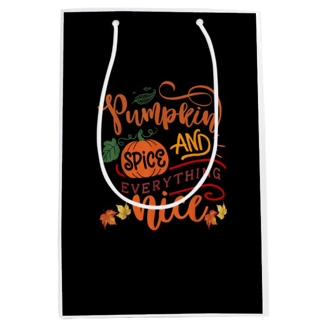 Pumpkin Spice And Everything Nice Fall Season Vint Medium Gift Bag (Front)