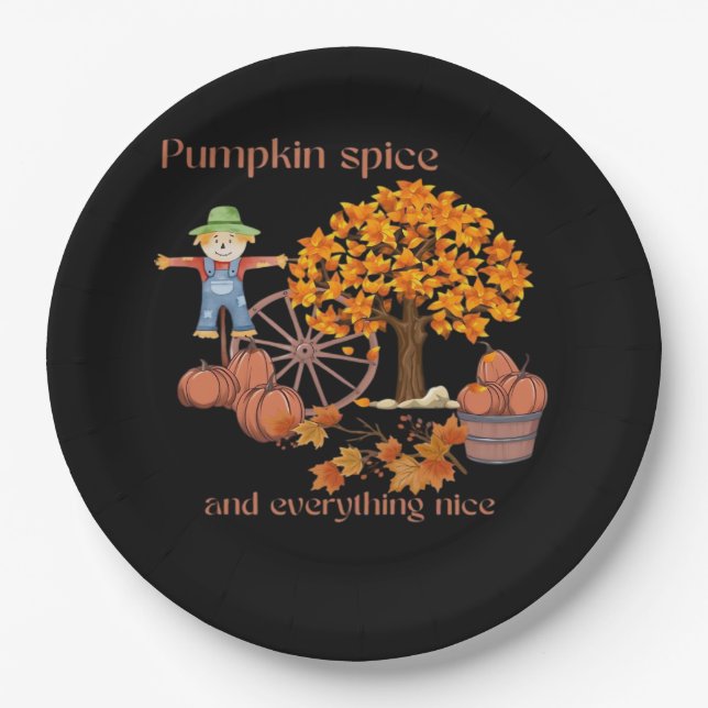 Pumpkin Spice And Everything Nice Funny Quote Paper Plate (Front)