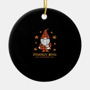 Pumpkin Spice And Everything Nice Gnome Drinking C Ceramic Ornament