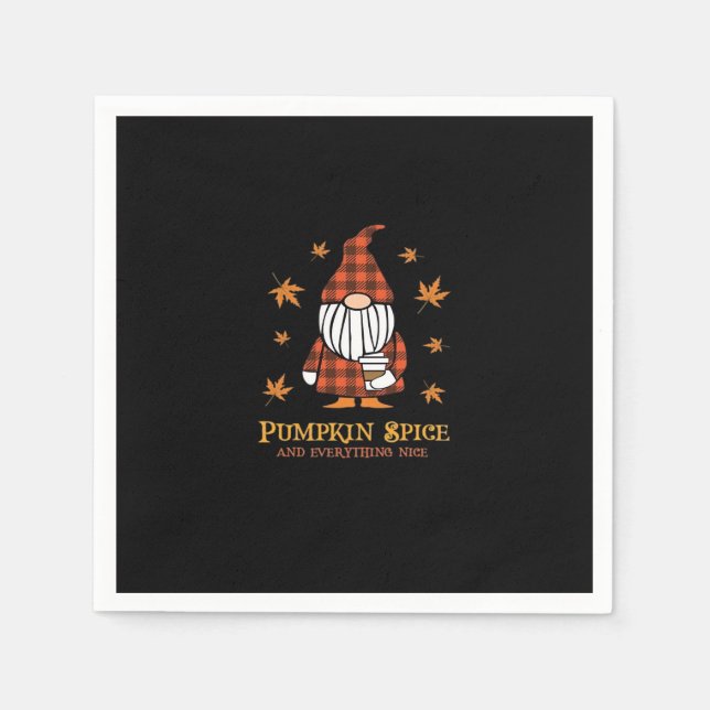 Pumpkin Spice And Everything Nice Gnome Drinking C Napkin (Front)