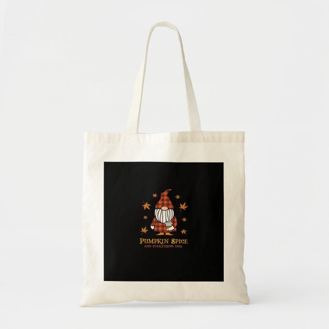 Pumpkin Spice And Everything Nice Gnome Drinking C Tote Bag (Front)