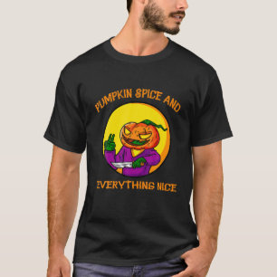 Pumpkin Spice And Everything Nice Halloween Skelet T-Shirt