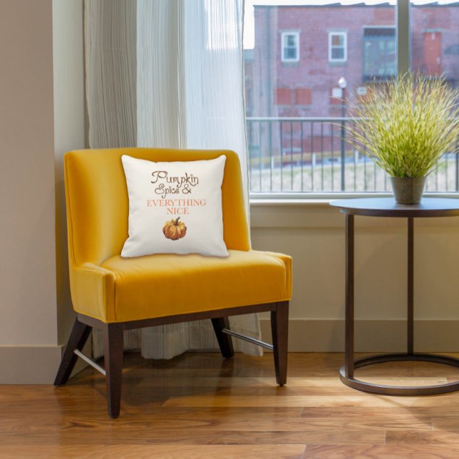 Pumpkin Spice and Everything Nice Throw Pillow (Creator Uploaded)