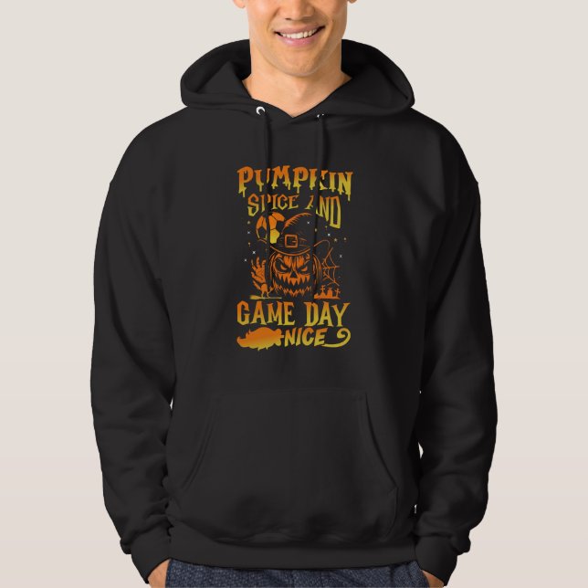 Pumpkin Spice And Game Day Sports Halloween Hoodie (Front)
