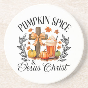 Pumpkin Spice And Jesus Christ Cross Pumpkin Chris Coaster