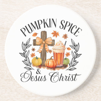 Pumpkin Spice And Jesus Christ Cross Pumpkin Chris Coaster