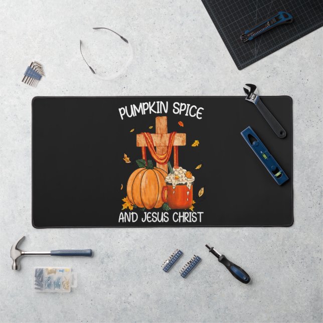 Pumpkin Spice and Jesus Christ Desk Mat (Workstation)