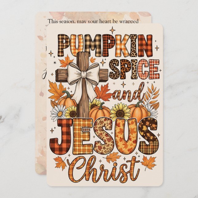 Pumpkin Spice and Jesus Christ | Faith & Fall  Holiday Card (Front/Back)