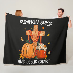 Pumpkin Spice and Jesus Christ Fleece Blanket