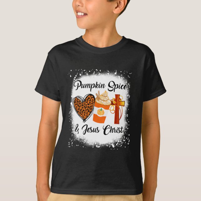 Pumpkin Spice And Jesus Christ  Leopard Heart Coff T-Shirt (Front)