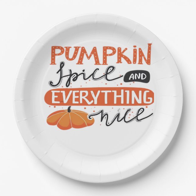 Pumpkin Spice And Latte Paper Plate (Front)