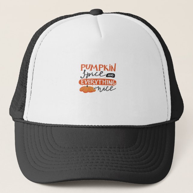 Pumpkin Spice And Latte Trucker Hat (Front)