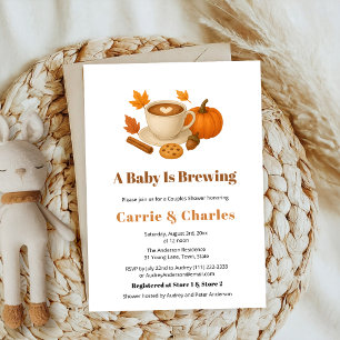 Pumpkin Spice Autumn Coffee drinks Baby Shower Invitation