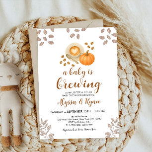 Pumpkin Spice Autumn Coffee drinks Baby Shower Invitation