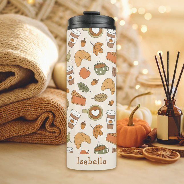 Pumpkin Spice Autumn Pattern Name Fall Coffee  Thermal Tumbler (Creator Uploaded)
