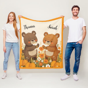 Pumpkin Spice Bear Fleece Blanket