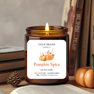 Pumpkin Spice Candle Label   Watercolor Fall 