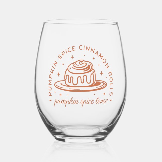Pumpkin Spice Cinnamon Rolls Stemless Wine Glass (Front)