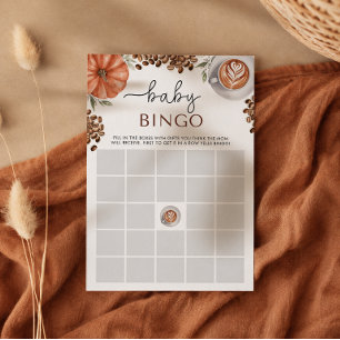 Pumpkin Spice Coffee Baby Shower a Baby Bingo Game Invitation