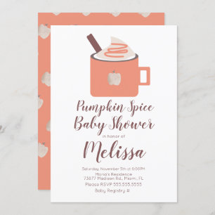 Pumpkin Spice Coffee Campfire Mug Fall Baby Shower Invitation