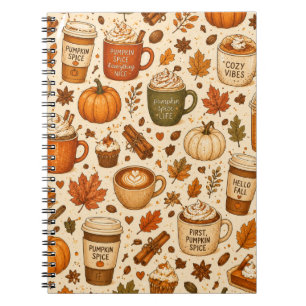 Pumpkin Spice Coffee Fall Pattern Notebook