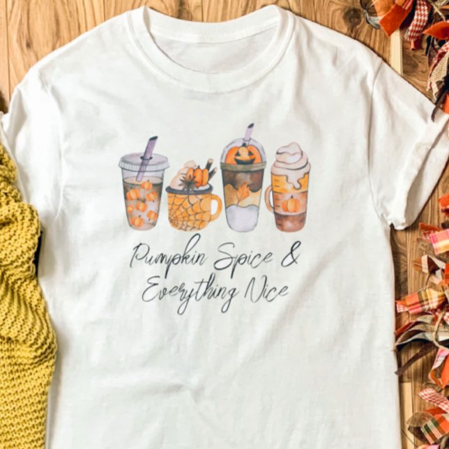 Pumpkin Spice Coffee Fall T-Shirt (Pumpkin Spice and Everything Nice Halloween Shirt)