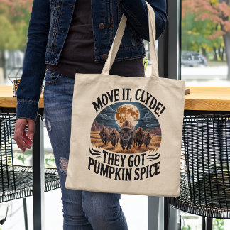 Pumpkin Spice Coffee Funny Bison Stampede Tote Bag