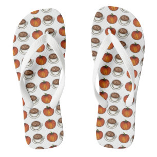 Pumpkin Spice Coffee Latte Autumn Fall October Thongs