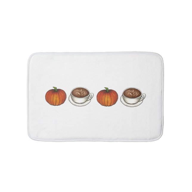 Pumpkin Spice Coffee Latte Autumn October Fall Bath Mat (Front)
