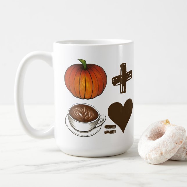 Pumpkin Spice + Coffee Latte = Love Heart Coffee Mug (With Donut)