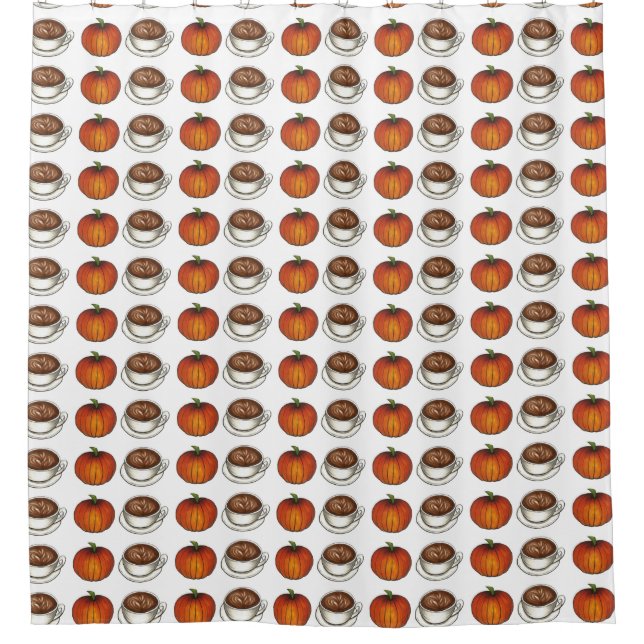 Pumpkin Spice Coffee Latte Pumpkins Shower Curtain (Front)