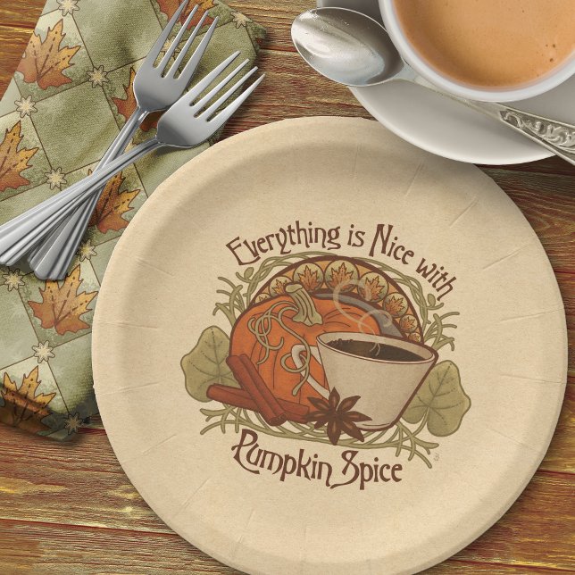 Pumpkin Spice Coffee Party Plates (Pumpkin Spice Coffee Party Plates-Shown with the Coordinating Cloth Napkins from the Collection.)