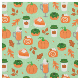 pumpkin spice coffee pastel green fabric