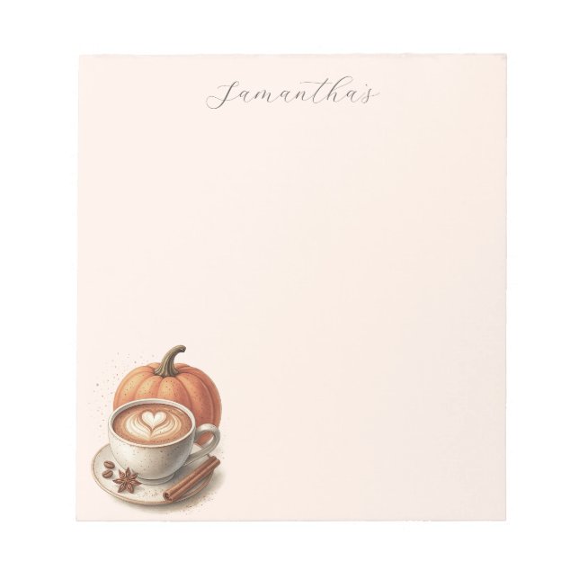 Pumpkin Spice Coffee Themed Notepad (Front)