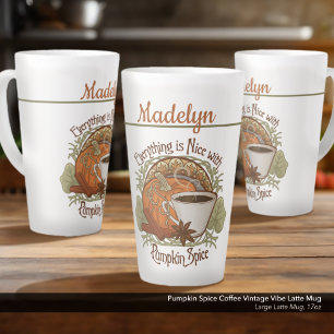 Pumpkin Spice Coffee Vintage Vibe Personalised Latte Mug