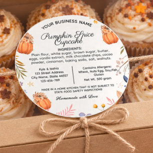 Pumpkin spice cupcake Cottage Law Food label