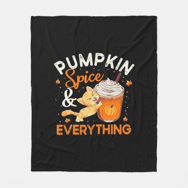 Pumpkin Spice Everything Cat Lover Classic Fleece Blanket (Front)