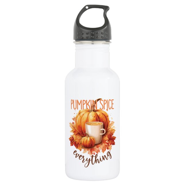 Pumpkin Spice Everything – Latte & Autumn Foliage 532 Ml Water Bottle (Front)