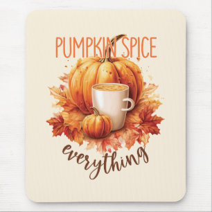Pumpkin Spice Everything – Latte & Autumn Foliage Mouse Pad