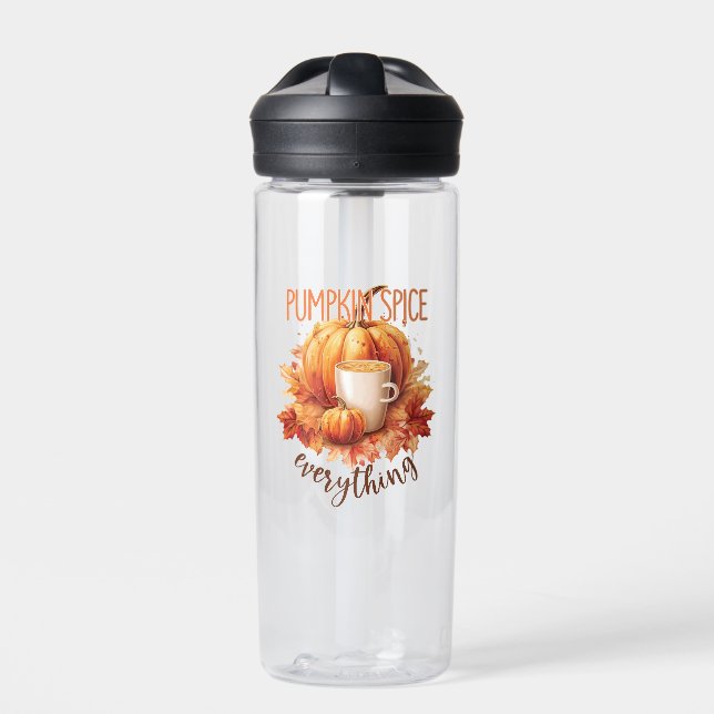 Pumpkin Spice Everything – Latte & Autumn Foliage Water Bottle (Front)