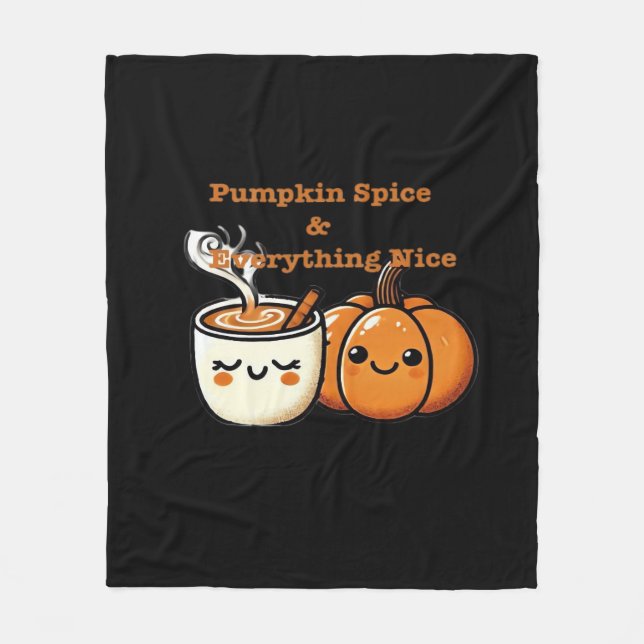 Pumpkin Spice & Everything Nice - Autumn Fall Fleece Blanket (Front)