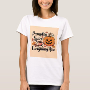  "Pumpkin Spice & Everything Nice" Autumn Graphic T-Shirt