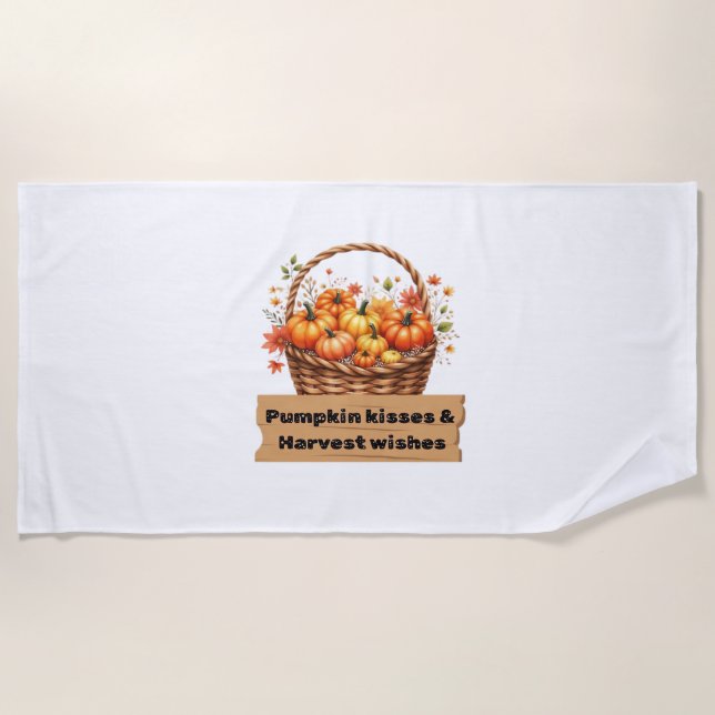Pumpkin Spice & Everything Nice – Cosy Autumn Fall Beach Towel (Front)